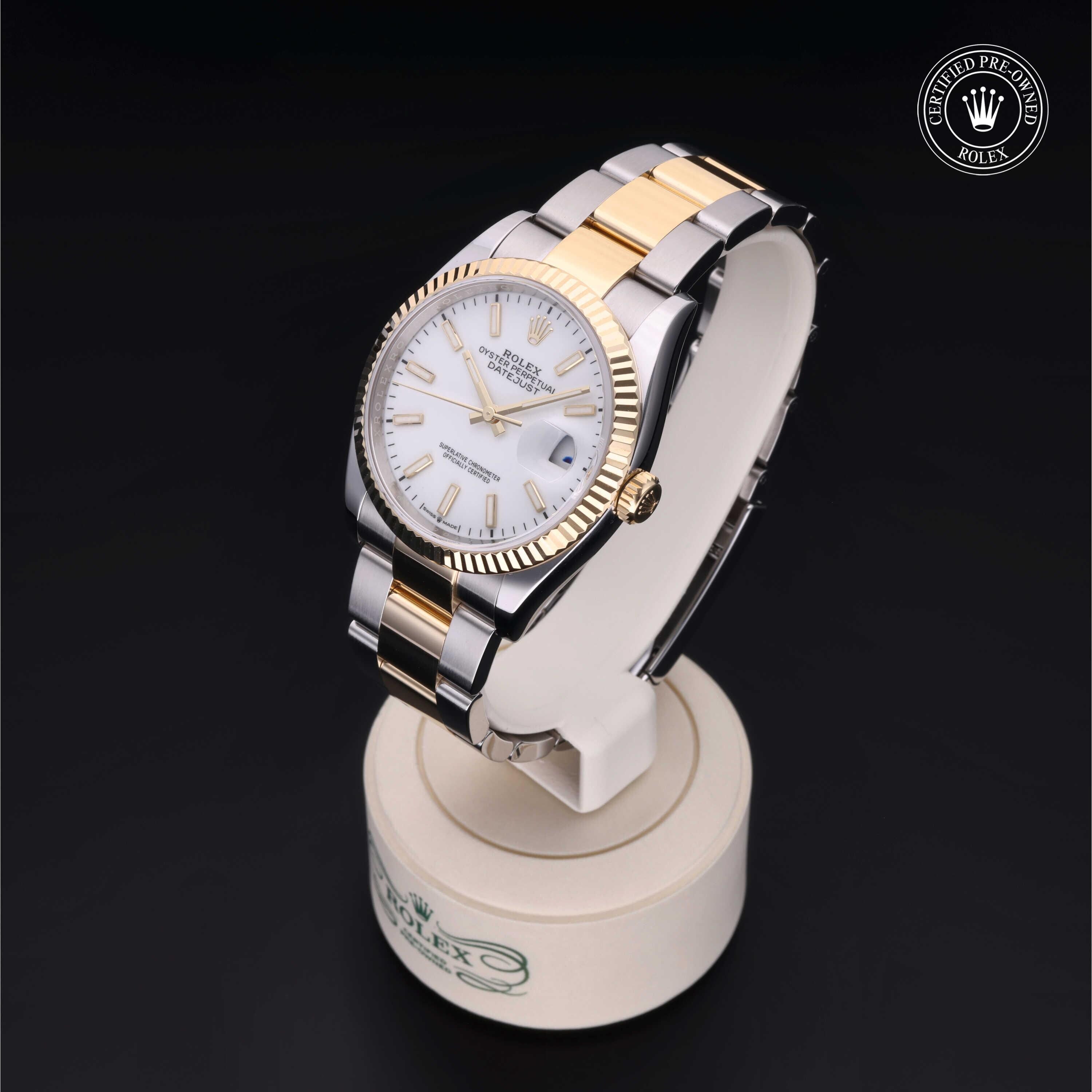Rolex Certified Pre-owned Datejust M126233-0020 front on black background