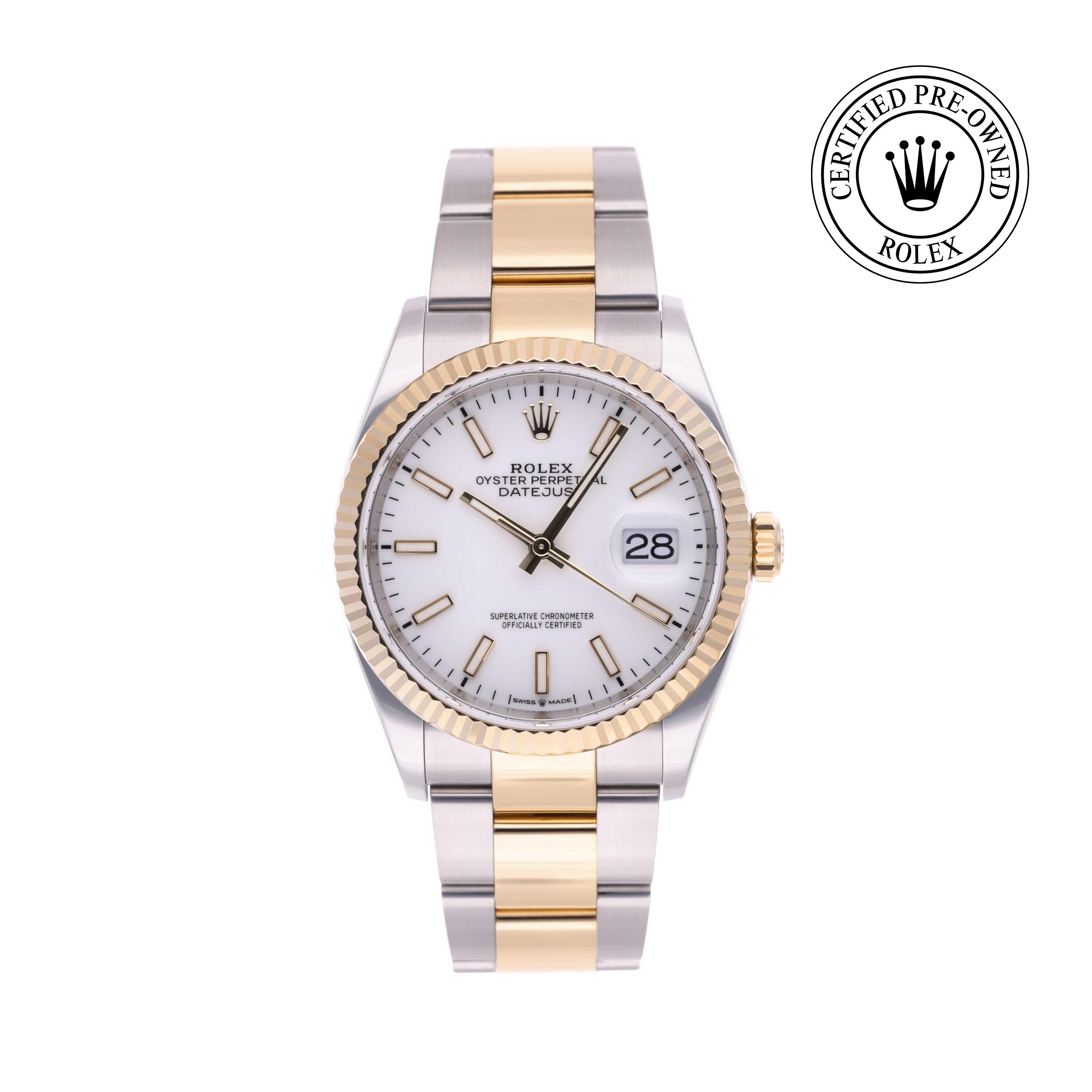 Rolex Certified Pre-owned Datejust M126233-0020 front on white background