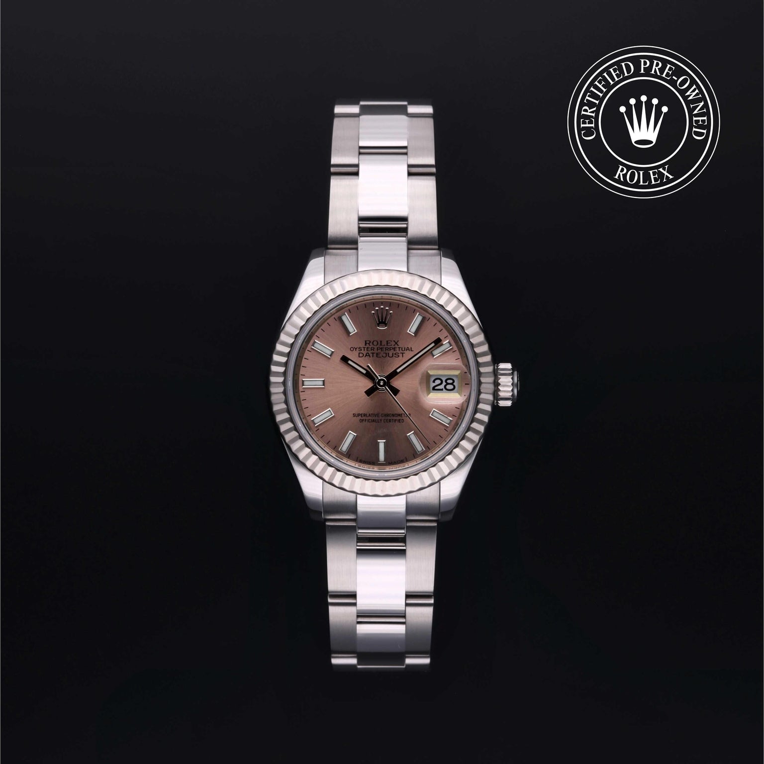 Rolex Certified Pre-owned Lady Datejust M279174-0002 front on black background