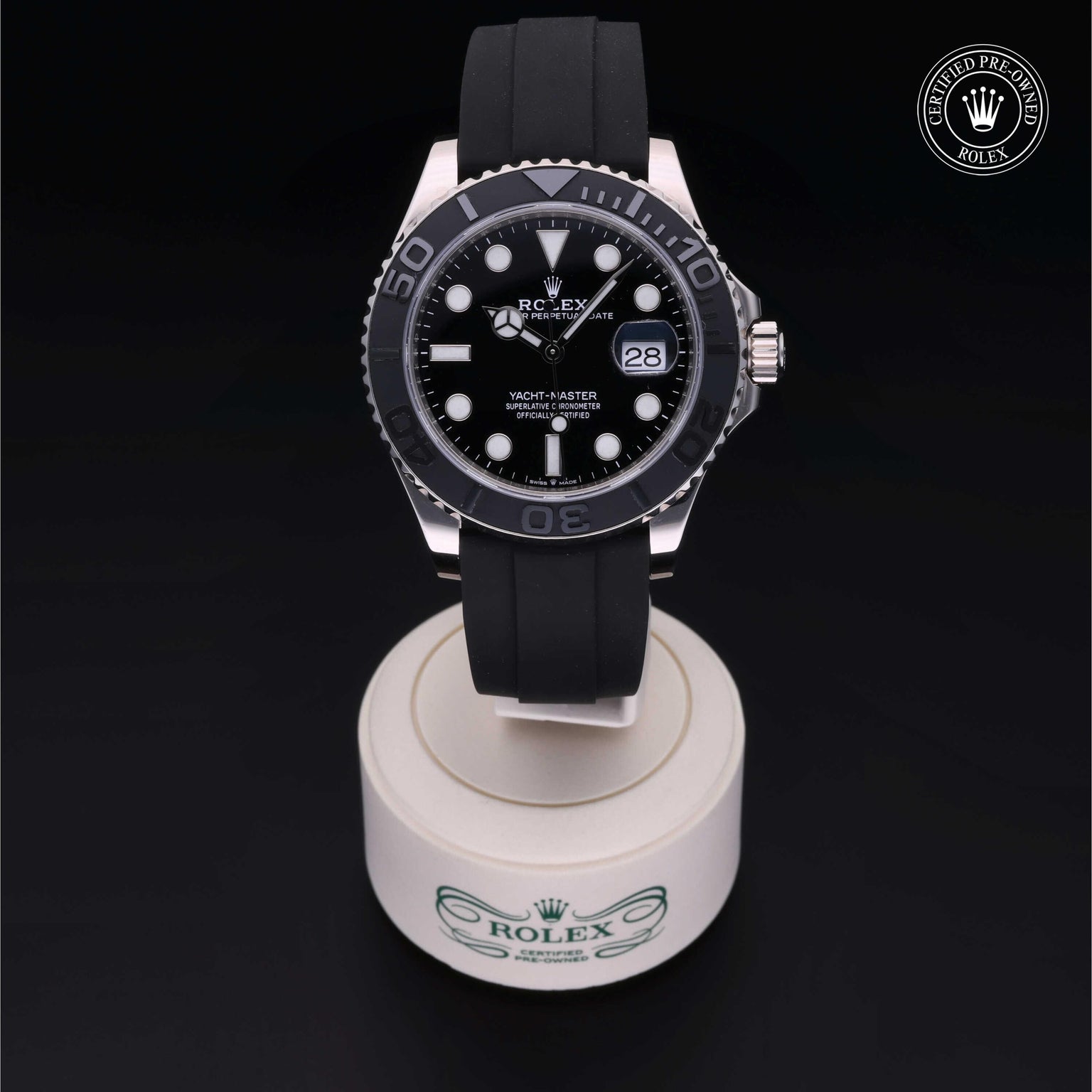 Rolex Certified Pre-owned Yacht-Master M226659-0003 front on black background