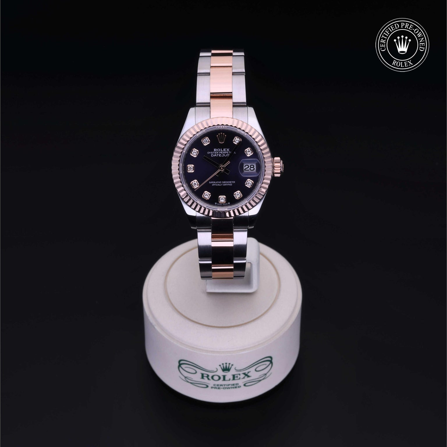 Rolex Certified Pre-owned Lady Datejust M279171-0016 front on black background