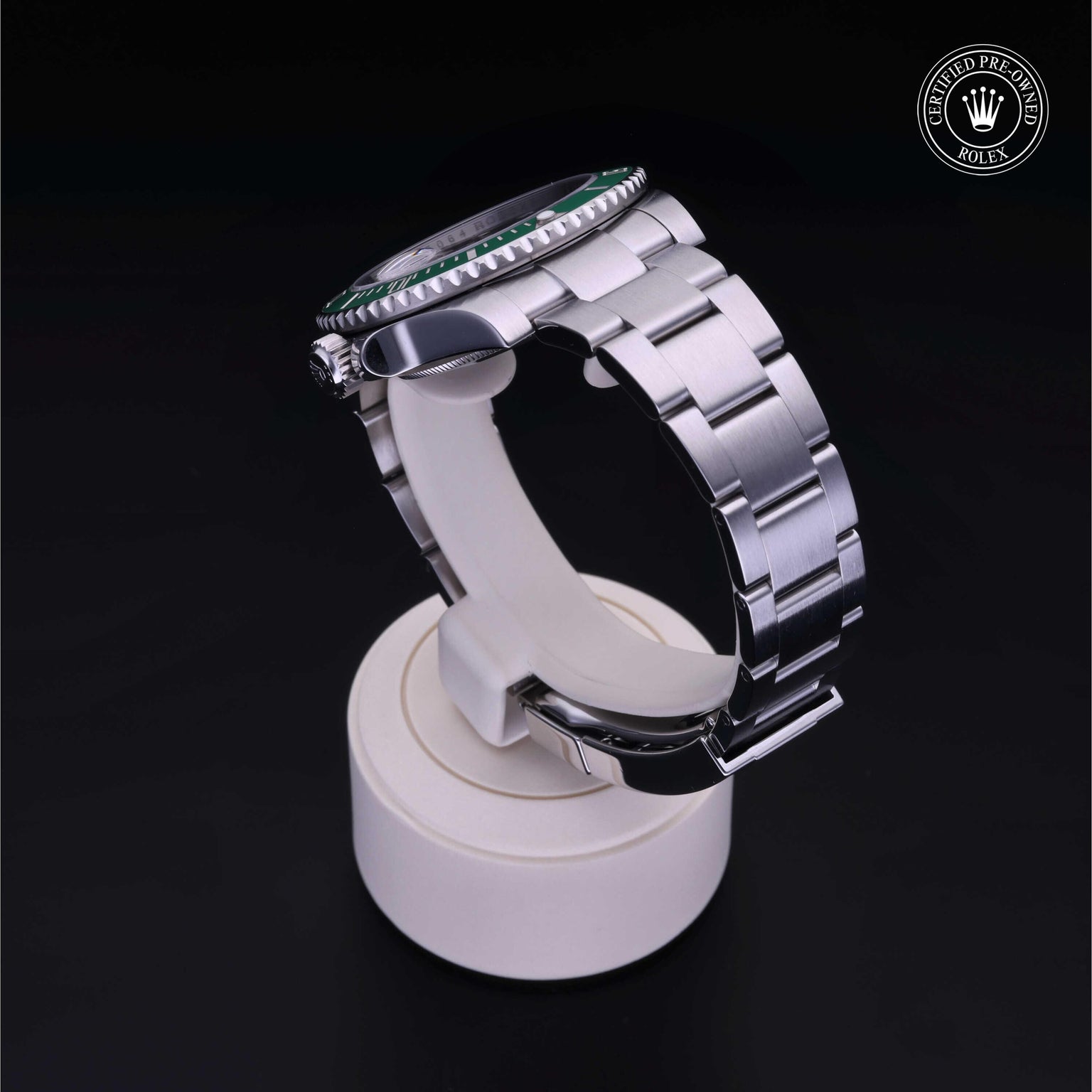 Rolex Certified Pre-owned Submariner M116610LV-0002 front on black background
