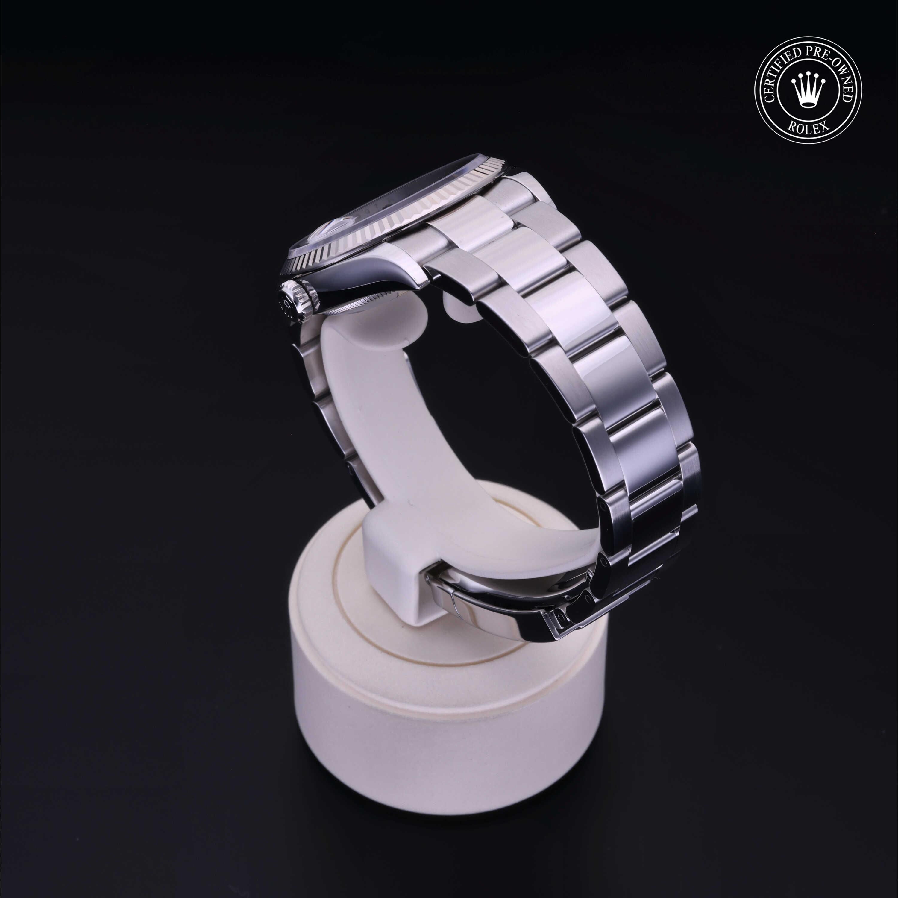 Rolex Certified Pre-owned Datejust M126234-0038 front on black background