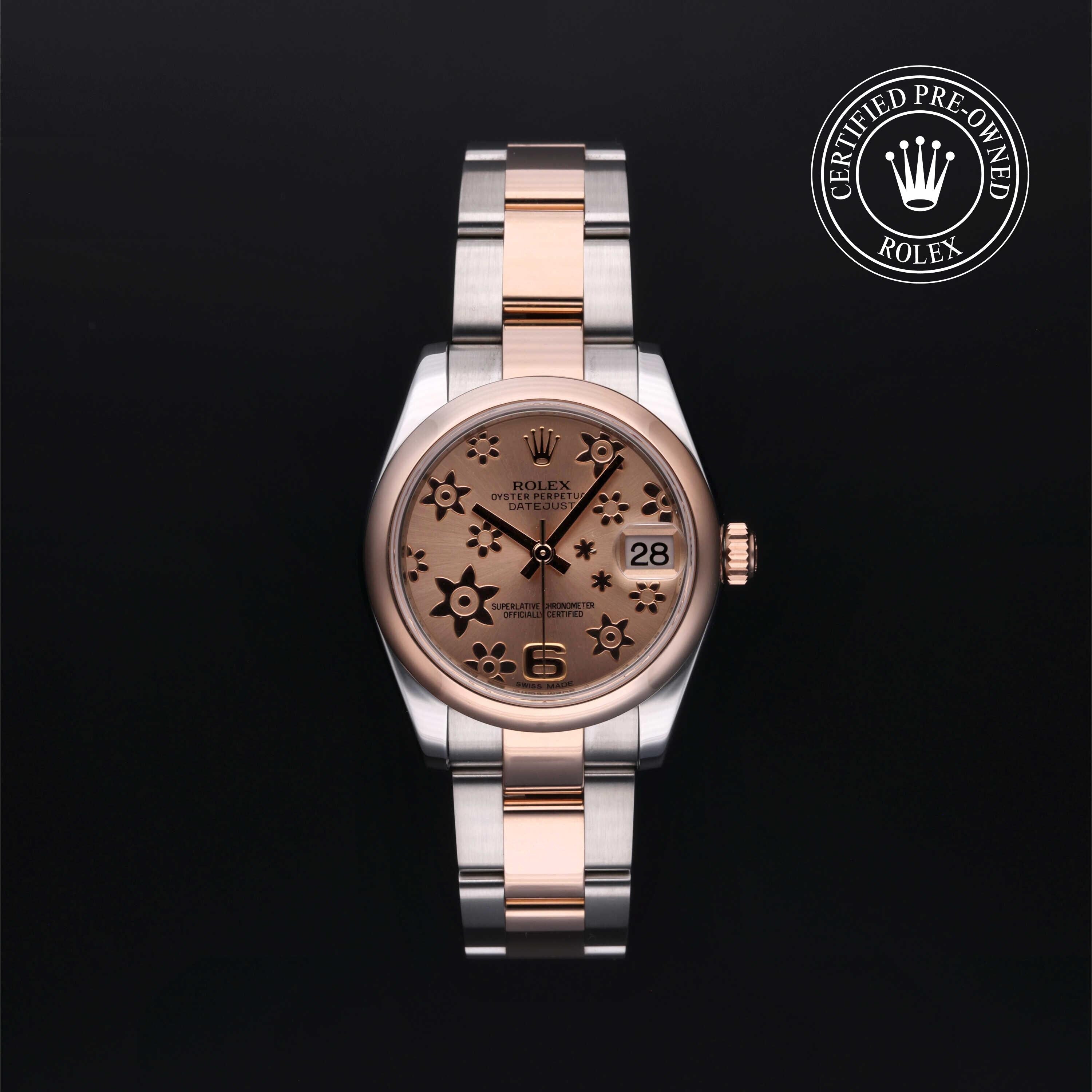 Rolex Certified Pre-owned Lady Datejust M178241-0075 front on black background