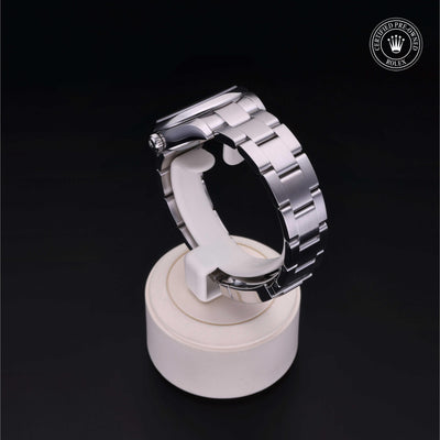 Rolex Certified Pre-owned Oyster Perpetual M177200-0017 front on black background