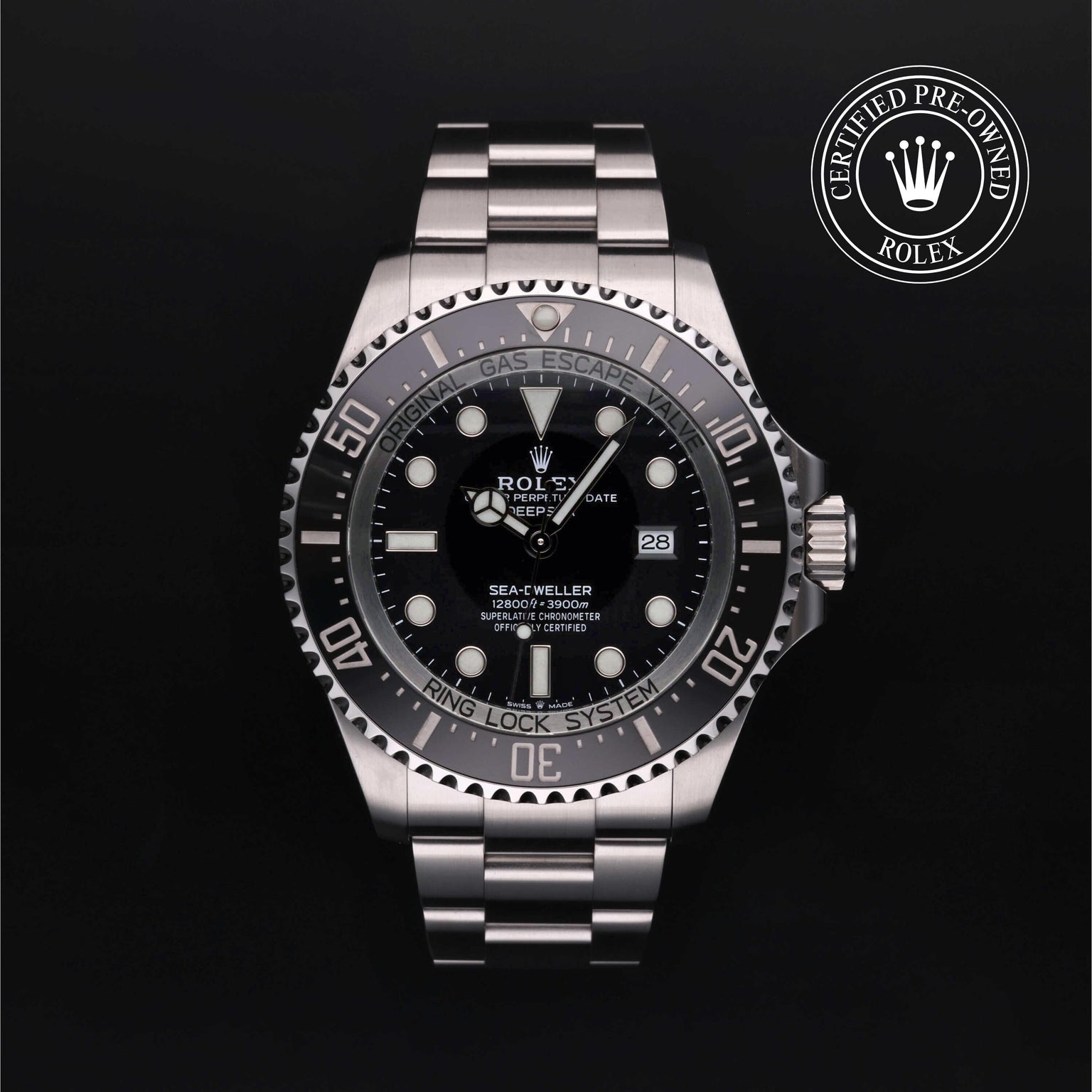 Rolex Certified Pre-owned Sea-Dweller M126660-0001 front on black background
