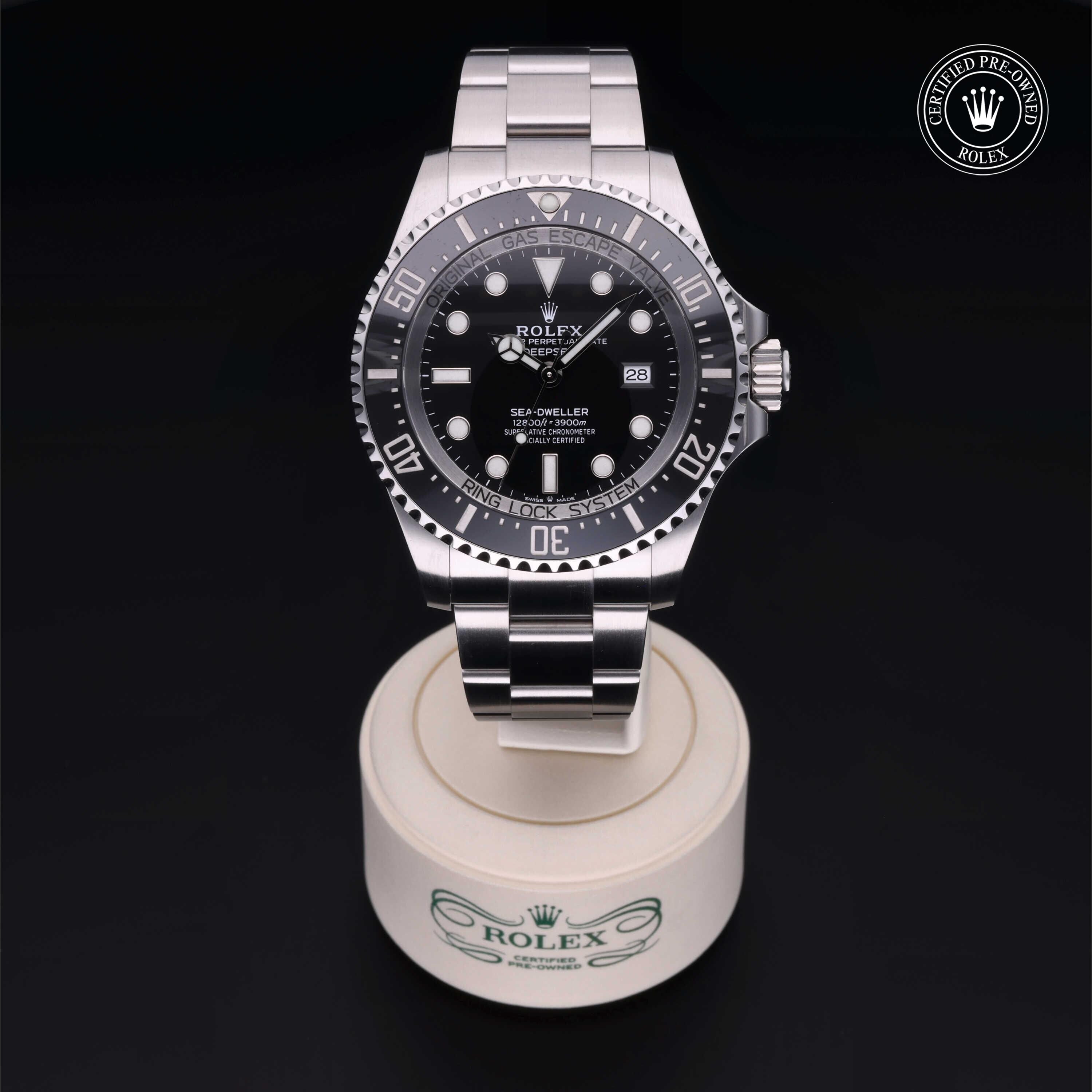 Rolex Certified Pre-owned Sea-Dweller M126660-0001 front on black background