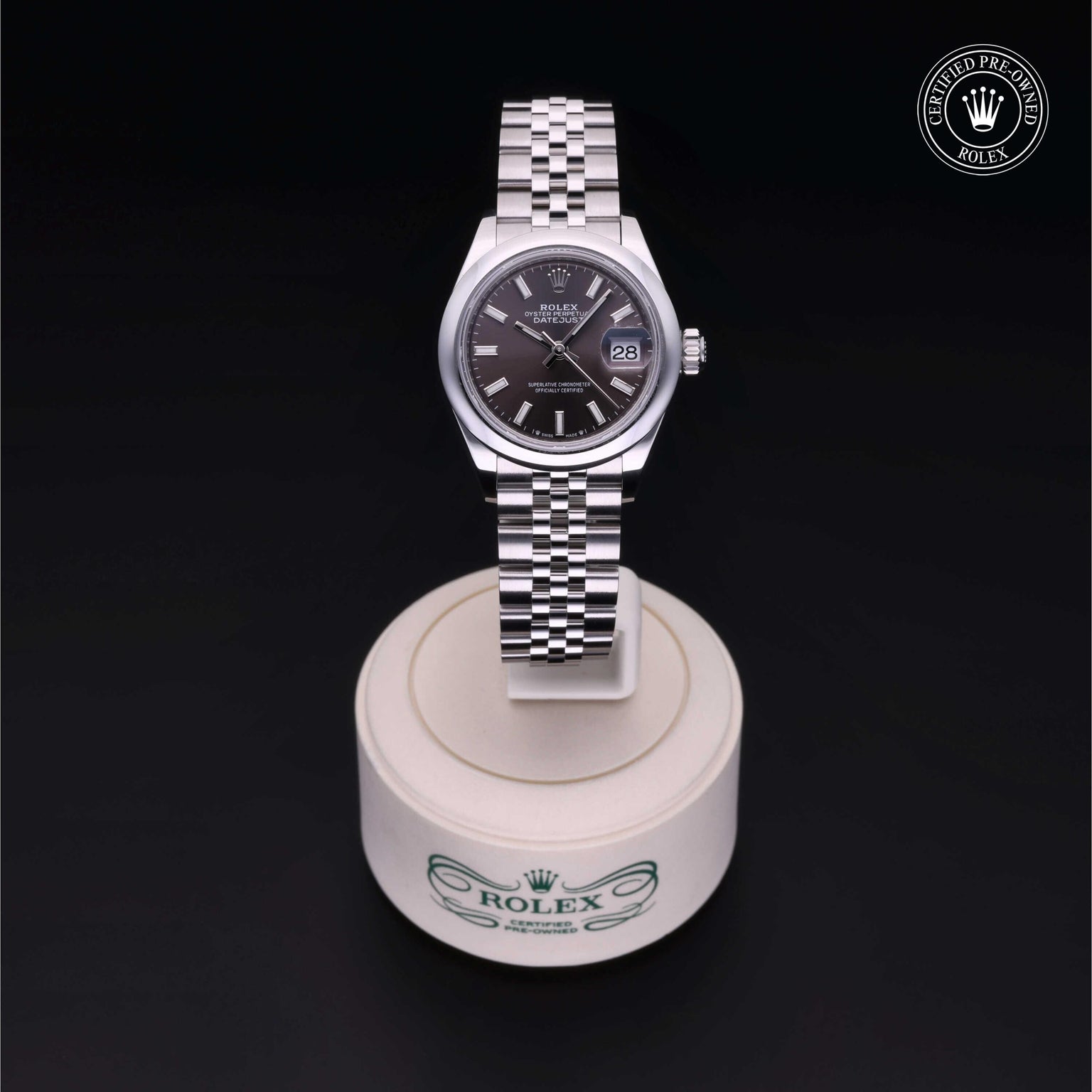 Rolex Certified Pre-owned Lady Datejust M279160-0009 front on black background