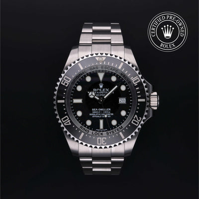 Rolex Certified Pre-owned Sea-Dweller M116660-0001 front on black background