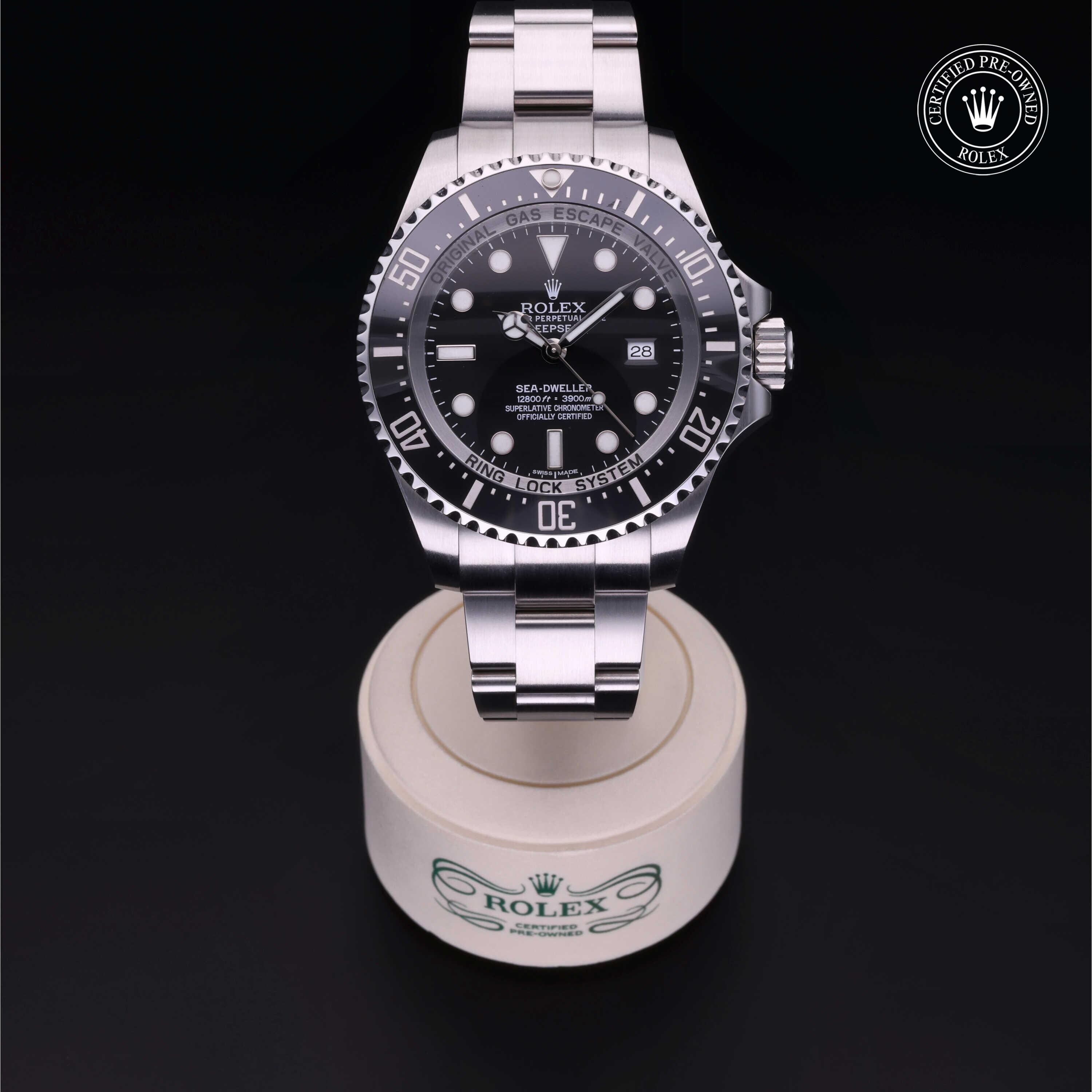 Rolex Certified Pre-owned Sea-Dweller M116660-0001 front on black background