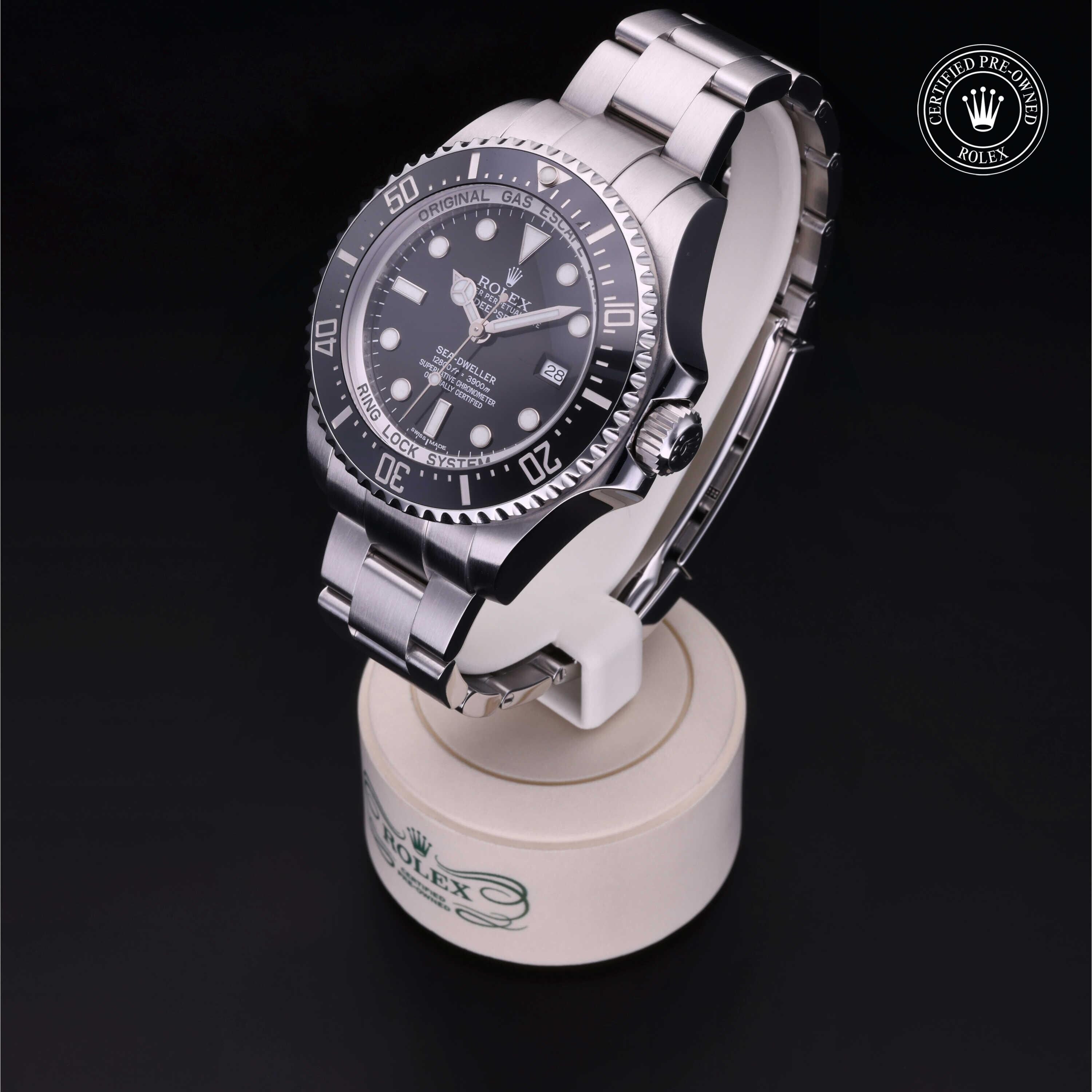Rolex Certified Pre-owned Sea-Dweller M116660-0001 front on black background