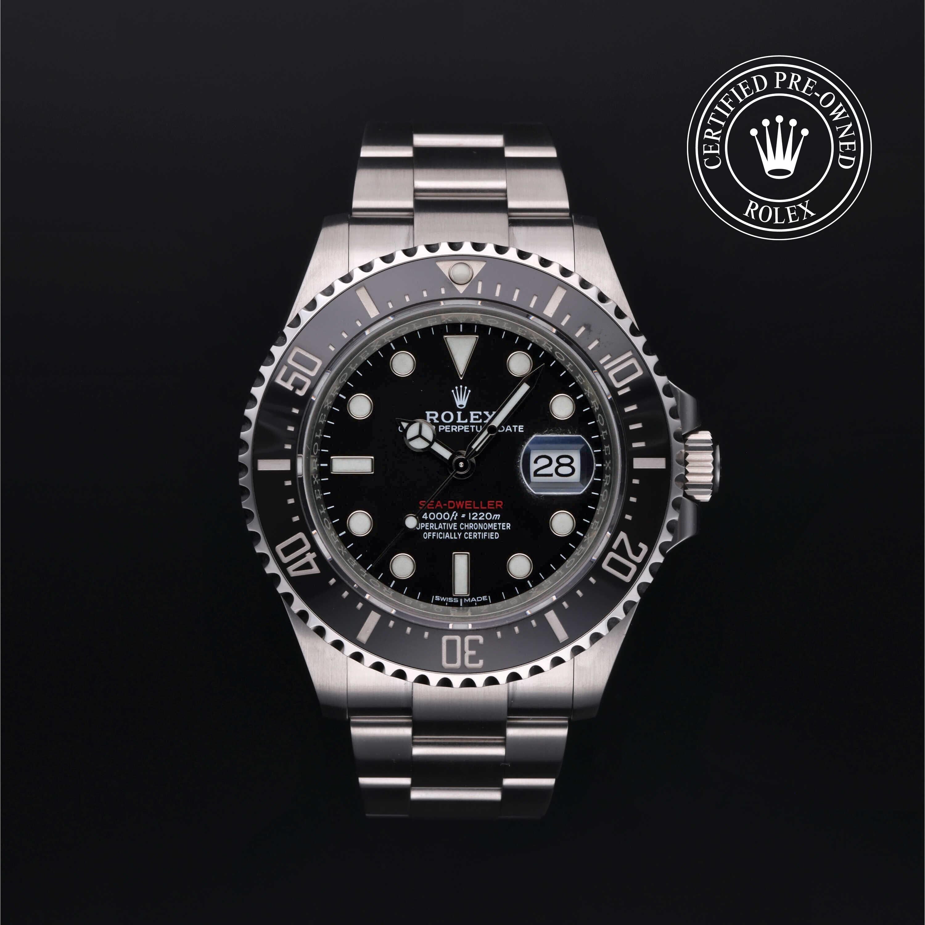 Rolex Certified Pre-owned Sea-Dweller M126600-0001 front on black background