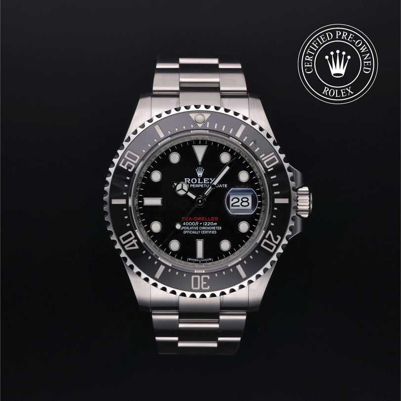 Rolex Certified Pre-owned Sea-Dweller M126600-0001 front on black background