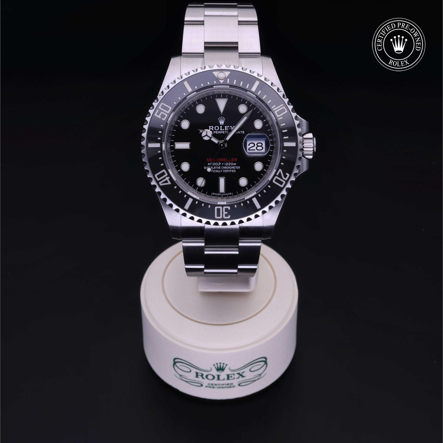 Rolex Certified Pre-owned Sea-Dweller M126600-0001 front on black background