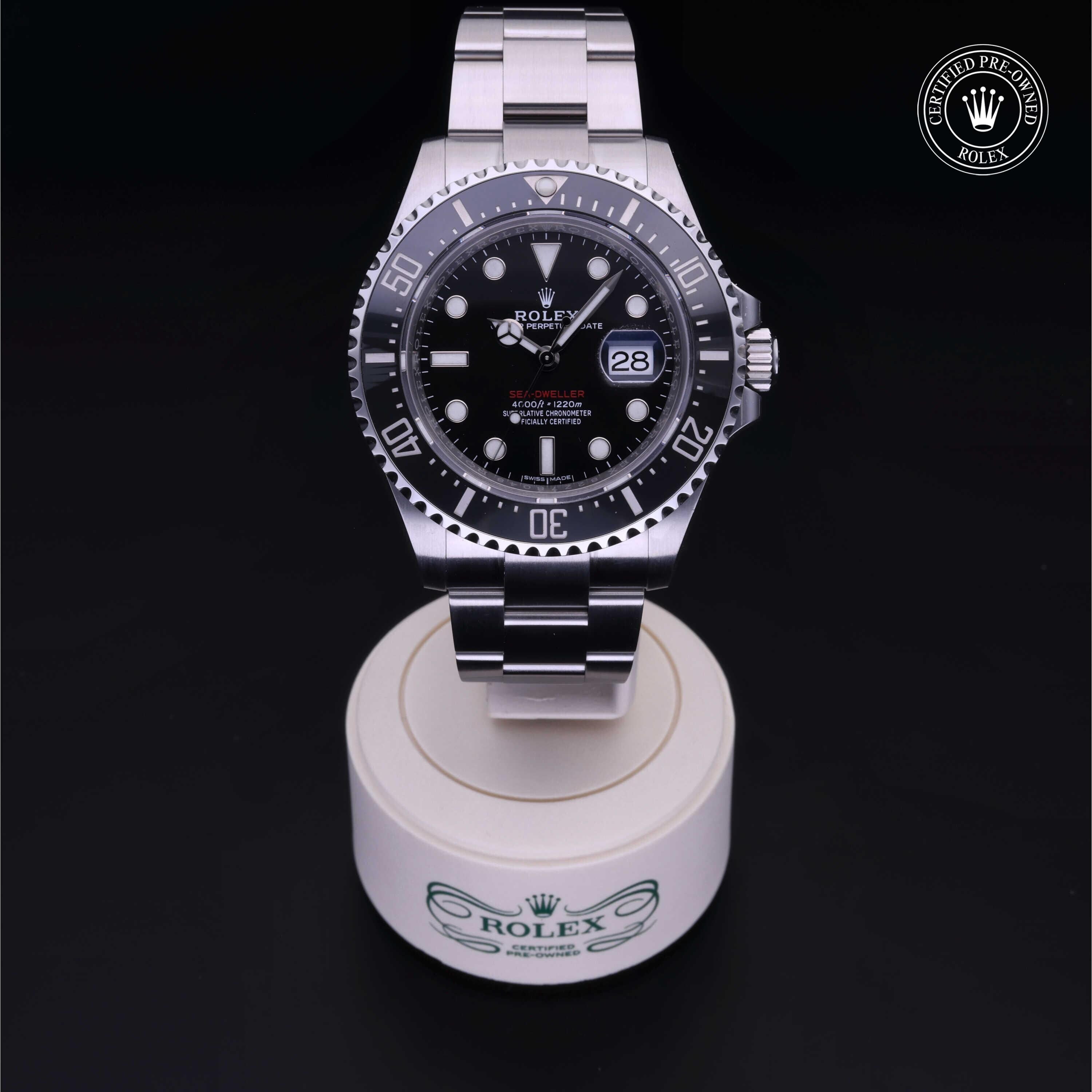 Rolex Certified Pre-owned Sea-Dweller M126600-0001 front on black background