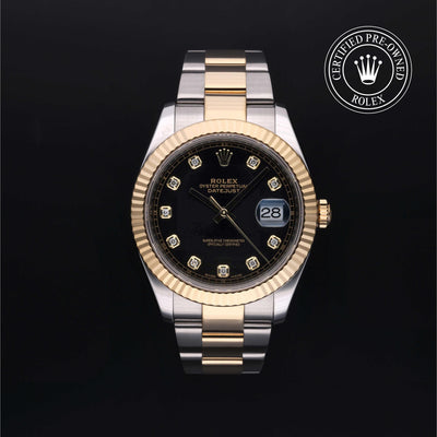 Rolex Certified Pre-owned Datejust M126333-0005 front on black background