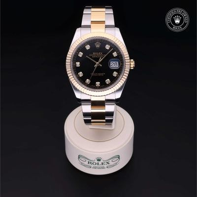 Rolex Certified Pre-owned Datejust M126333-0005 front on black background