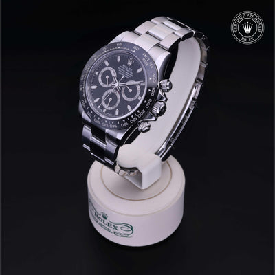 Rolex Certified Pre-owned Daytona M116500LN-0002 front on black background