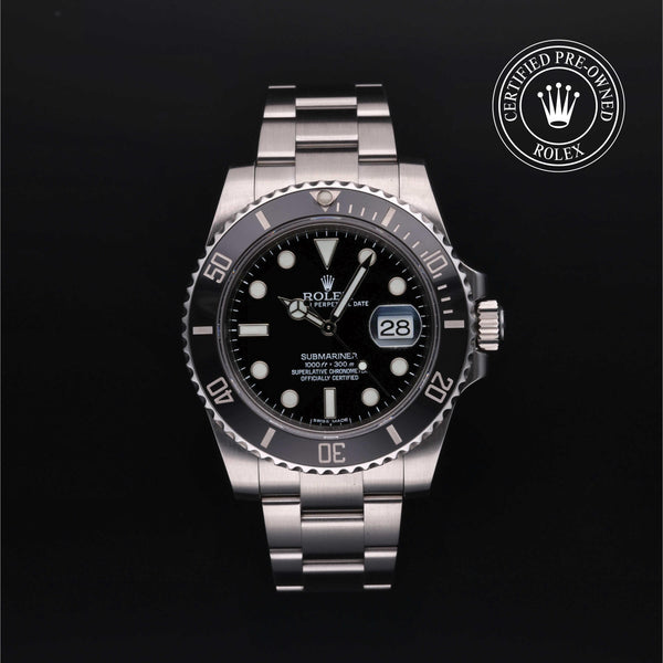 Rolex Certified Pre-owned Submariner M116610LN-0001 front on black background