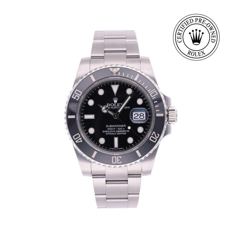 Rolex Certified Pre-owned Submariner M116610LN-0001 front on white background