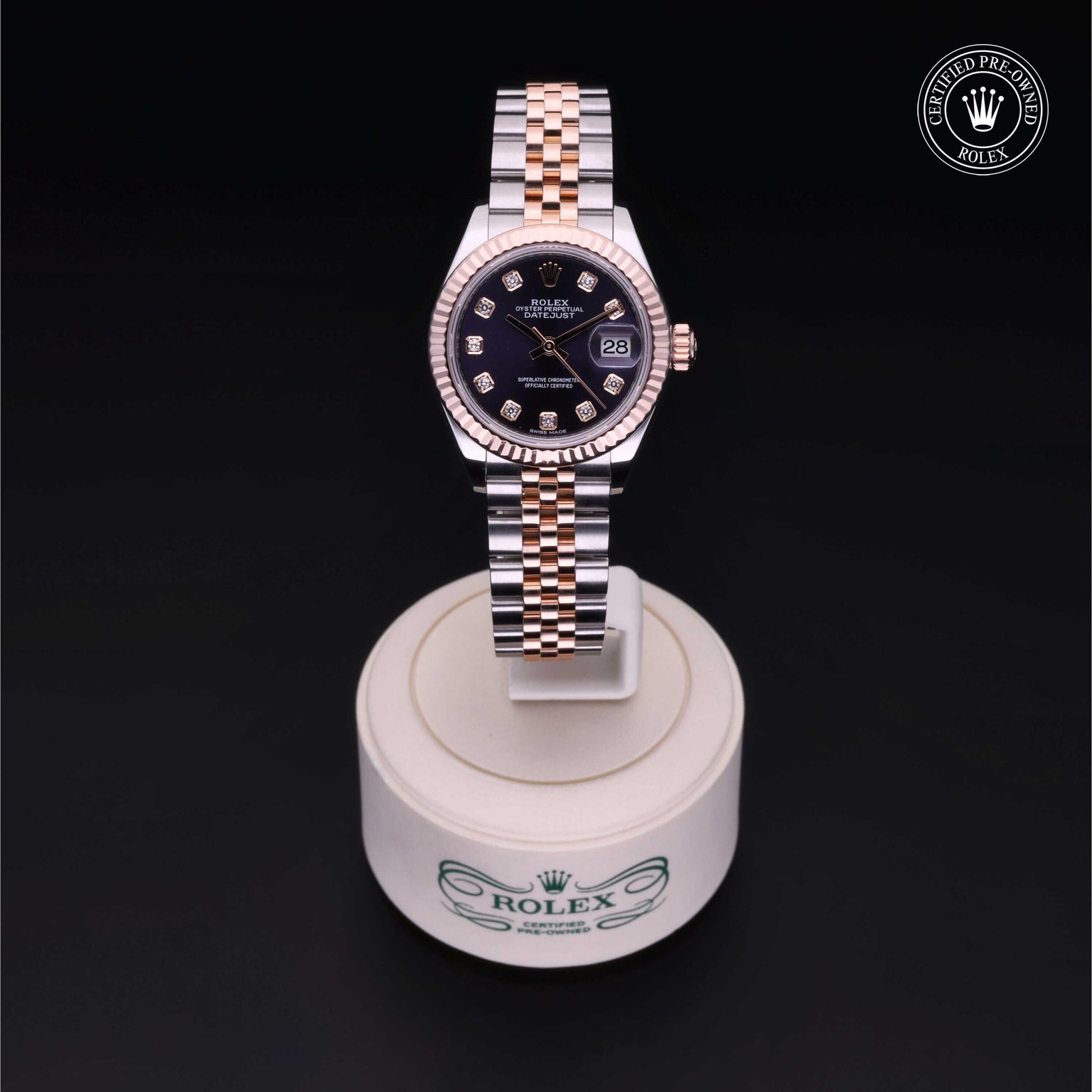 Rolex Certified Pre-owned Lady Datejust M279171-0015 front on black background