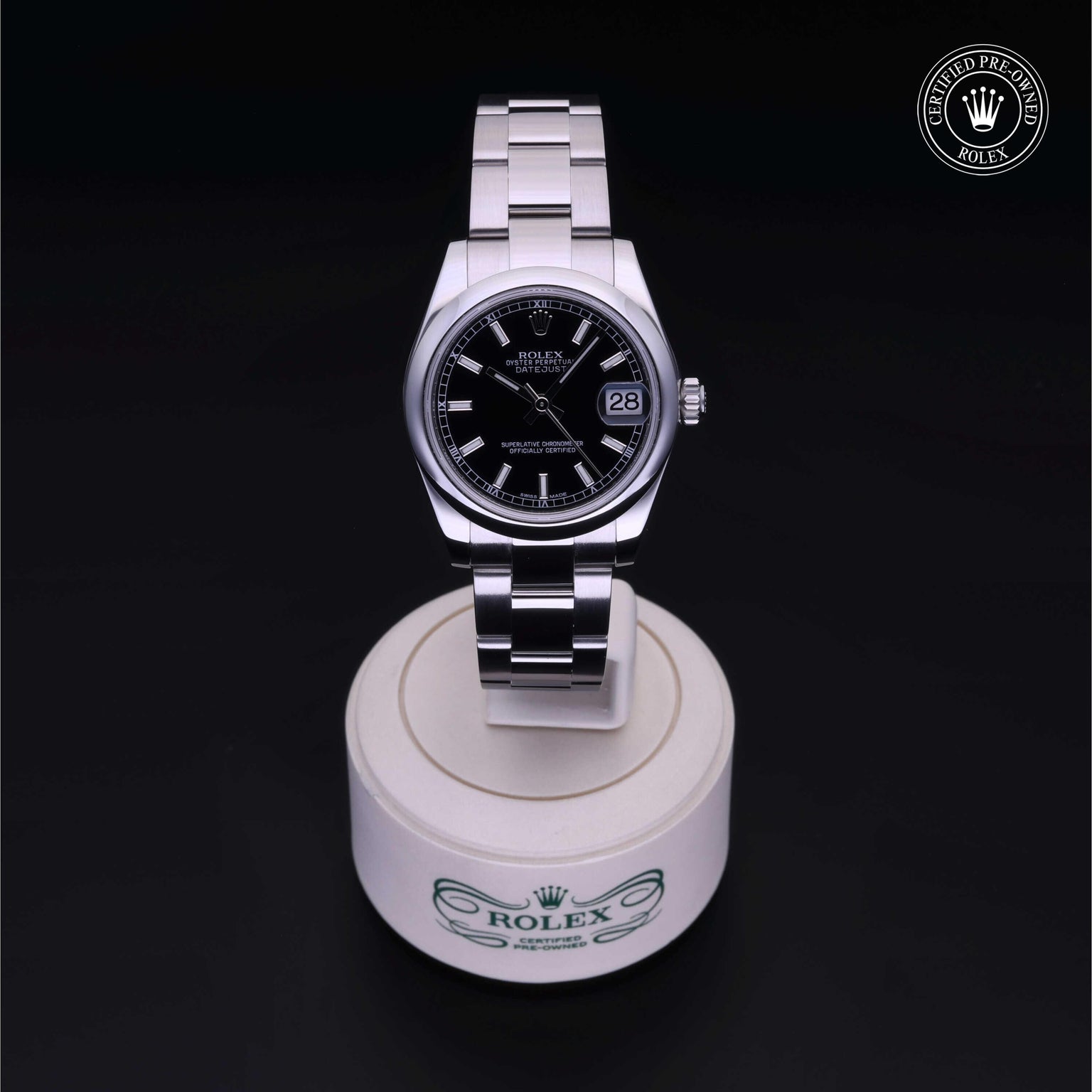 Rolex Certified Pre-owned Lady Datejust M178240-0025 front on black background