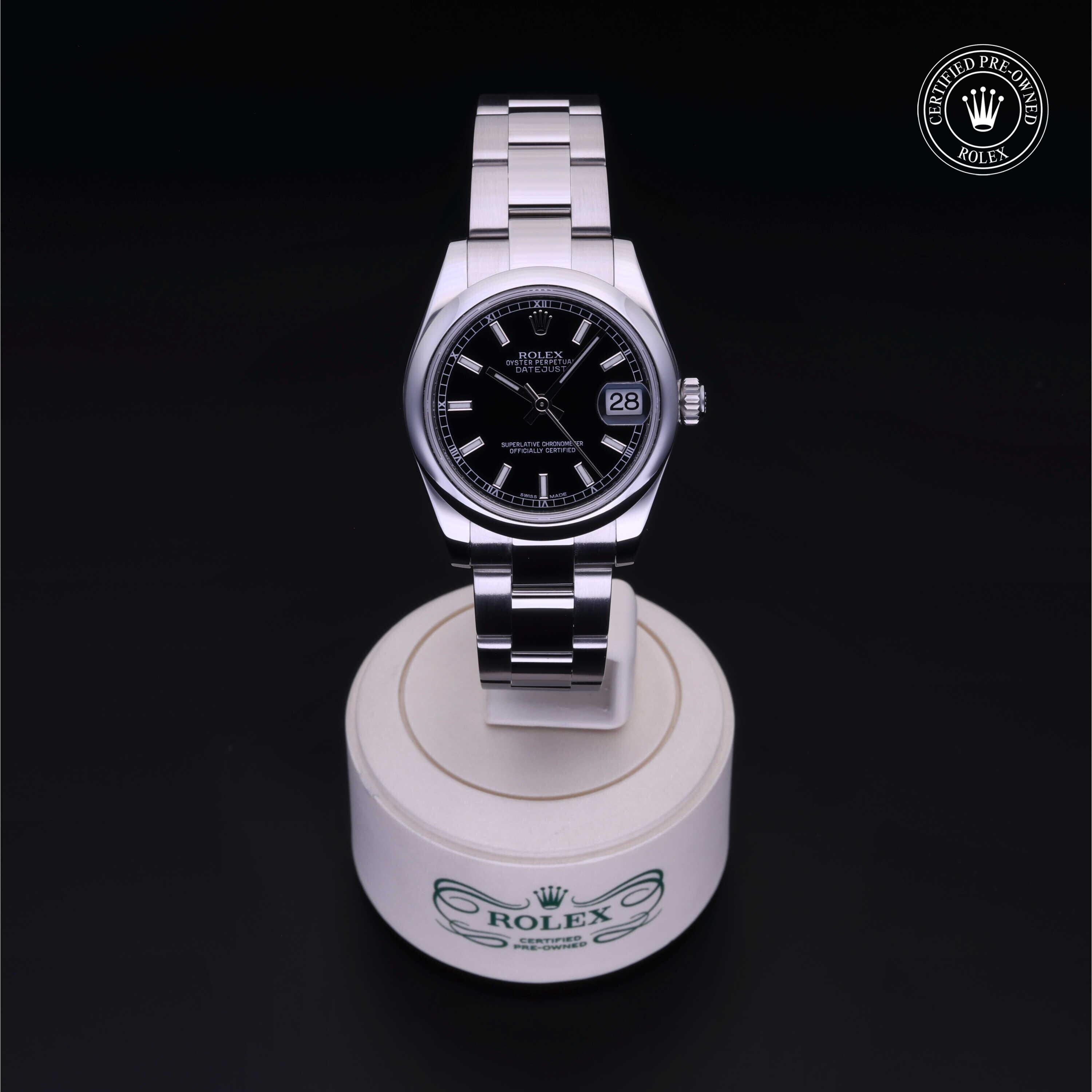 Rolex Certified Pre-owned Lady Datejust M178240-0025 front on black background