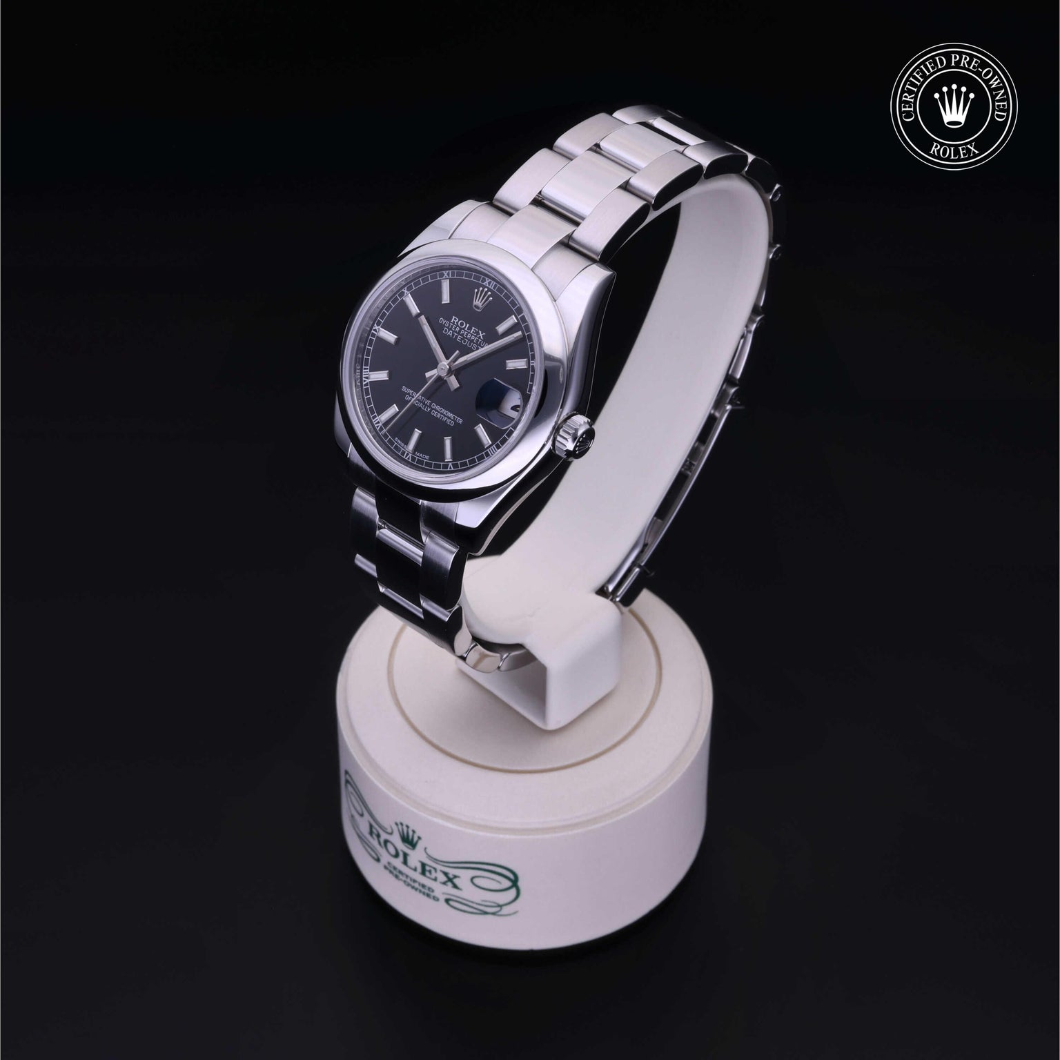 Rolex Certified Pre-owned Lady Datejust M178240-0025 front on black background