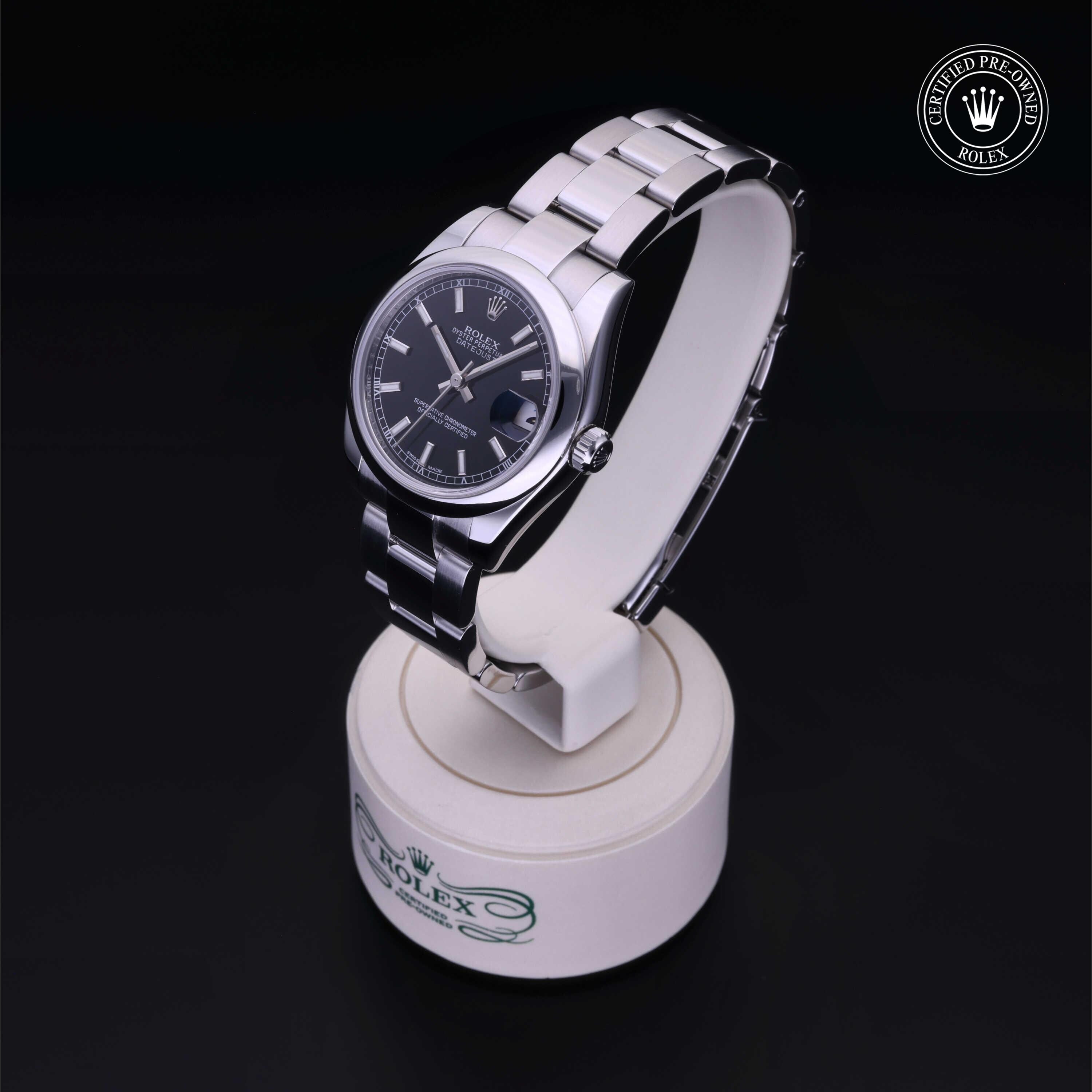 Rolex Certified Pre-owned Lady Datejust M178240-0025 front on black background