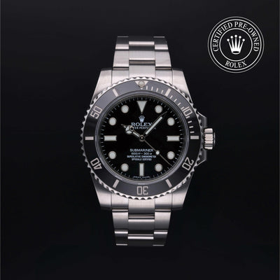 Rolex Certified Pre-owned Submariner M114060-0002 front on black background