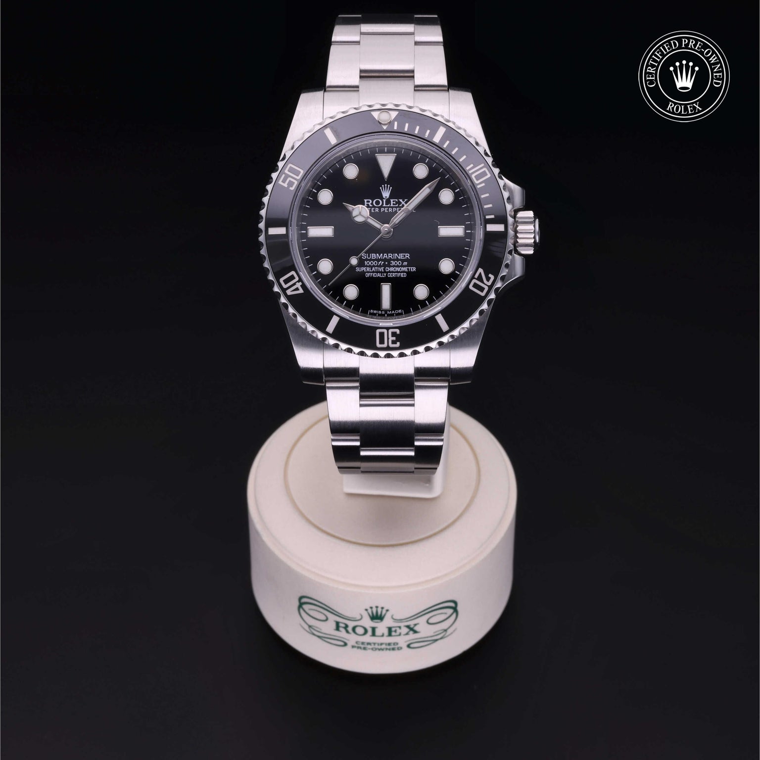 Rolex Certified Pre-owned Submariner M114060-0002 front on black background