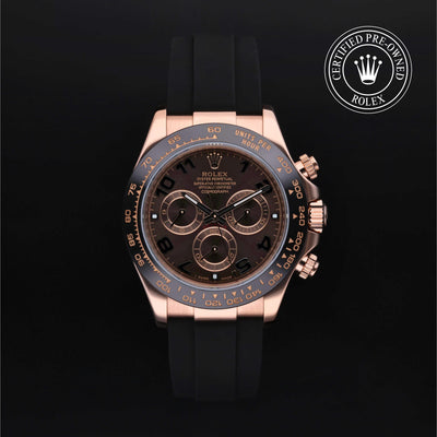 Rolex Certified Pre-owned Daytona M116515LN-0015 front on black background