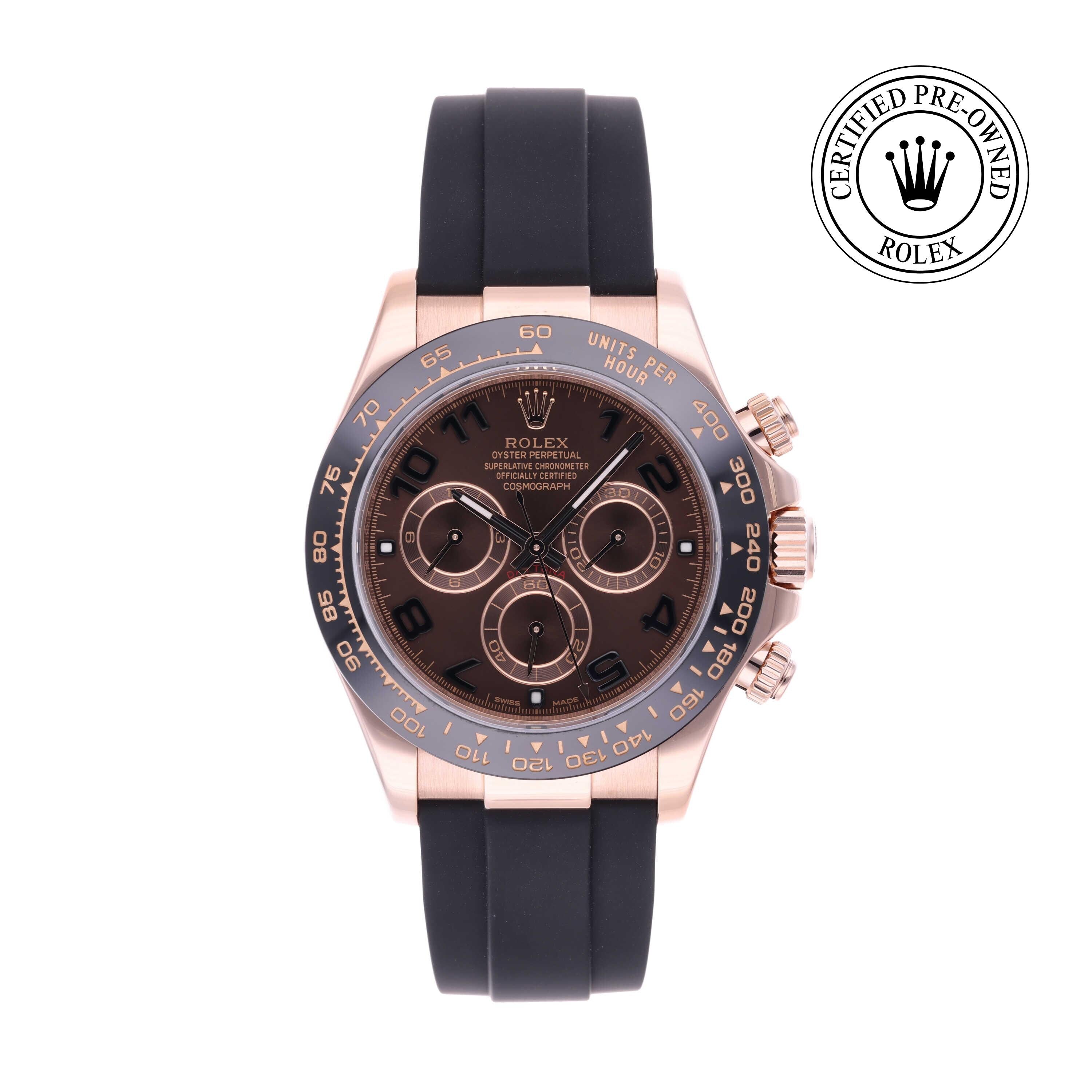 Rolex Certified Pre-owned Daytona M116515LN-0015 front on white background