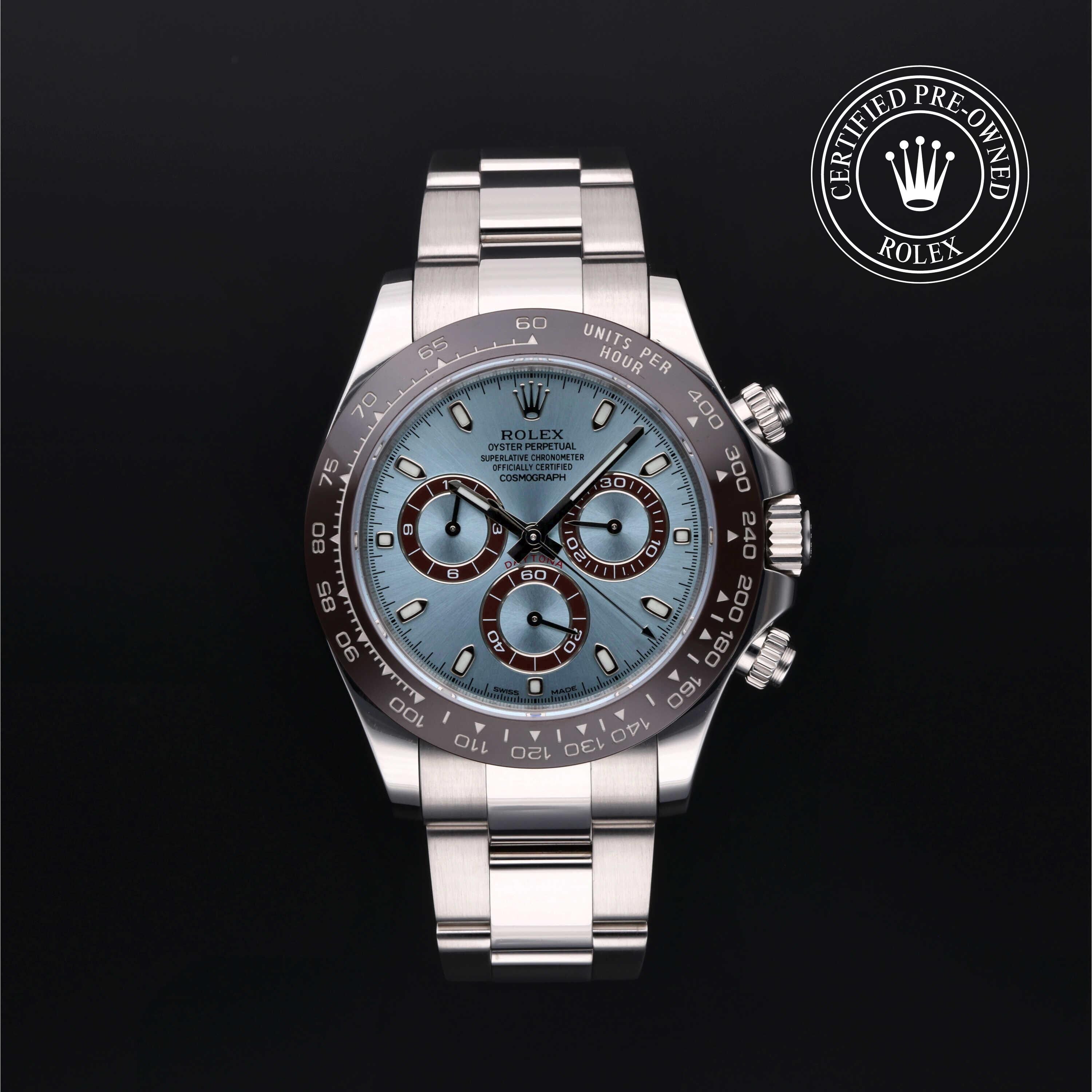 Rolex Certified Pre-owned Daytona M116506-0001 front on black background