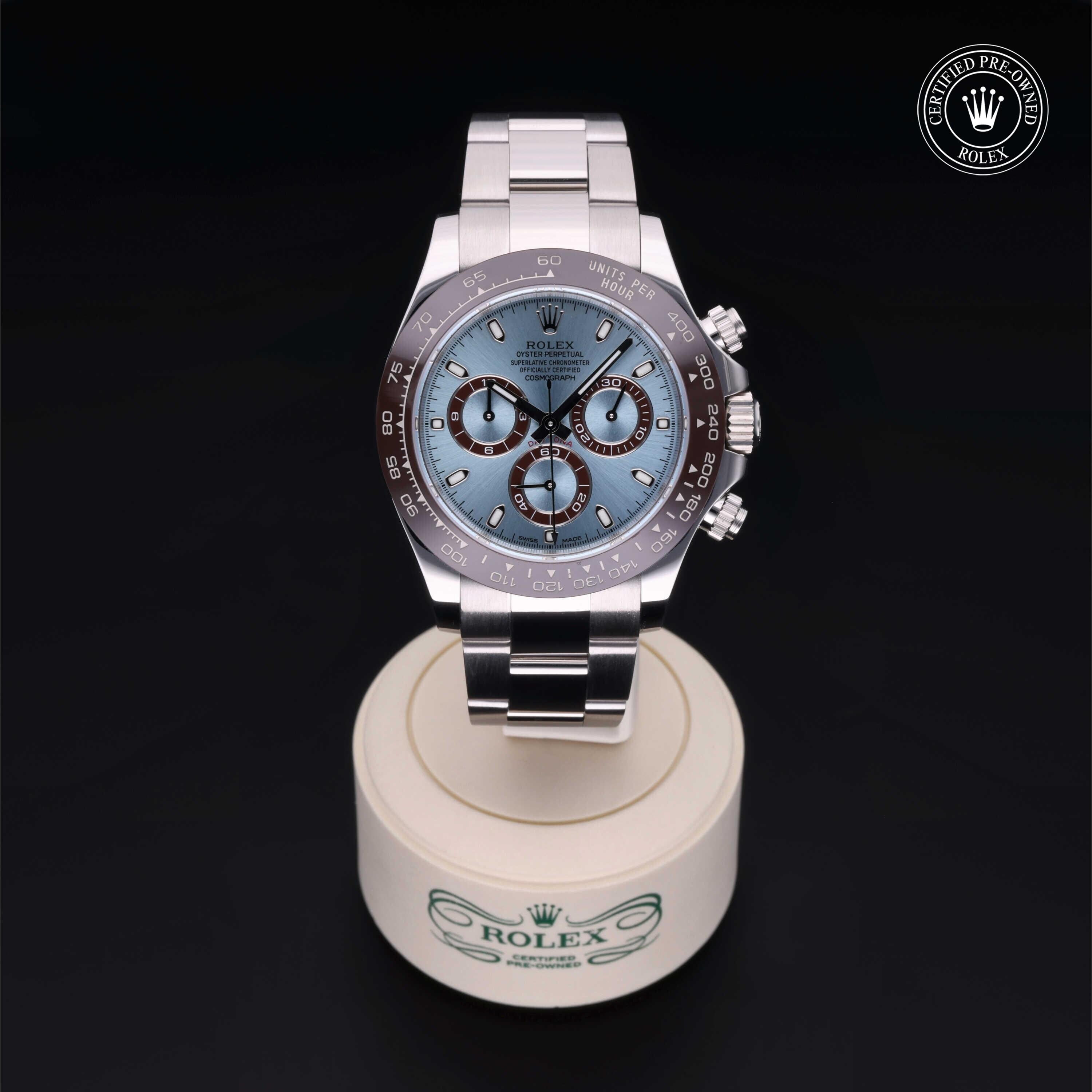 Rolex Certified Pre-owned Daytona M116506-0001 front on black background