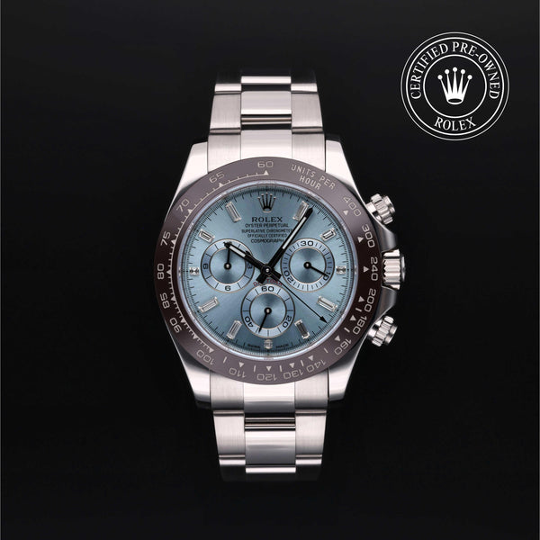 Rolex Certified Pre-owned Daytona M116506-0002 front on black background