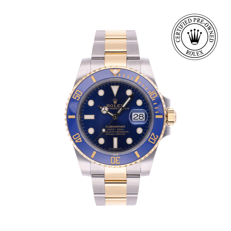 Rolex Certified Pre-owned Submariner M116613LB-0005 front on white background
