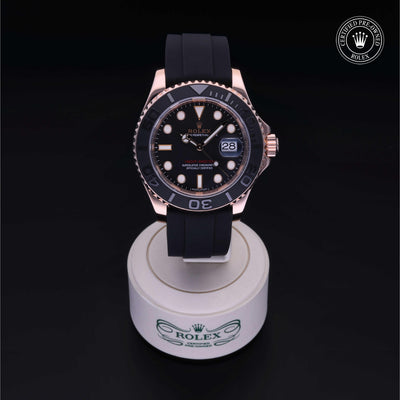 Rolex Certified Pre-owned Yacht-Master M116655-0001 front on black background