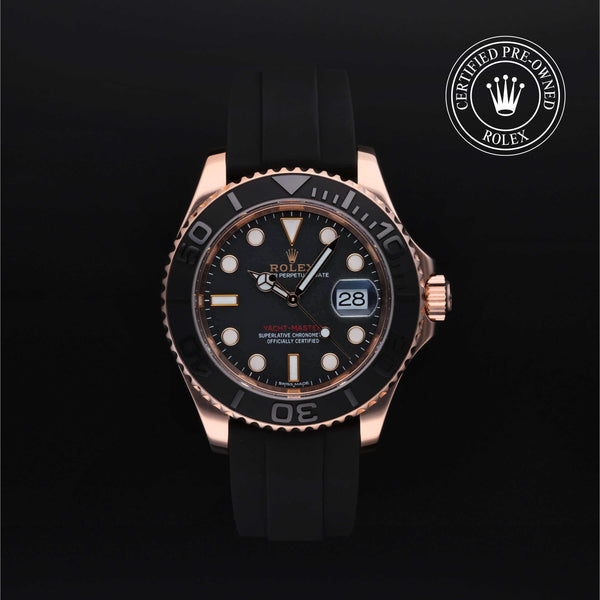 Rolex Certified Pre-owned Yacht-Master M116655-0001 front on black background