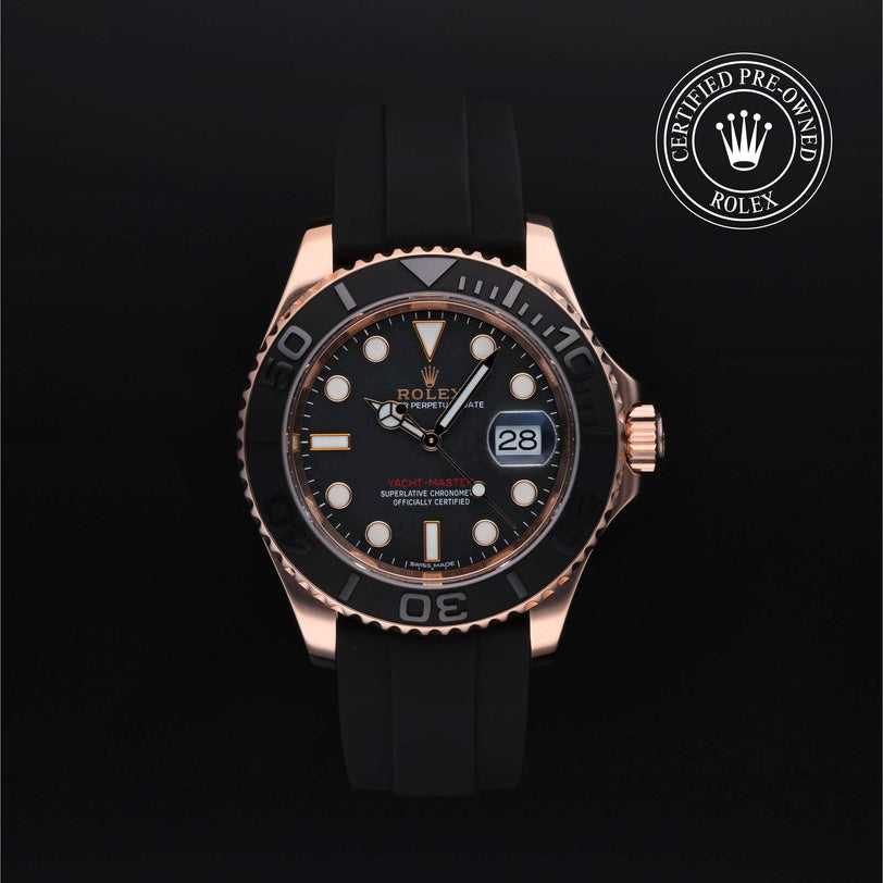 Rolex Certified Pre-owned Yacht-Master M116655-0001 front on black background