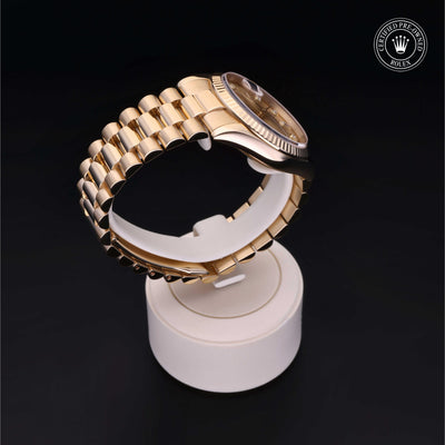 Rolex Certified Pre-owned Day-date M118238-0116 front on black background