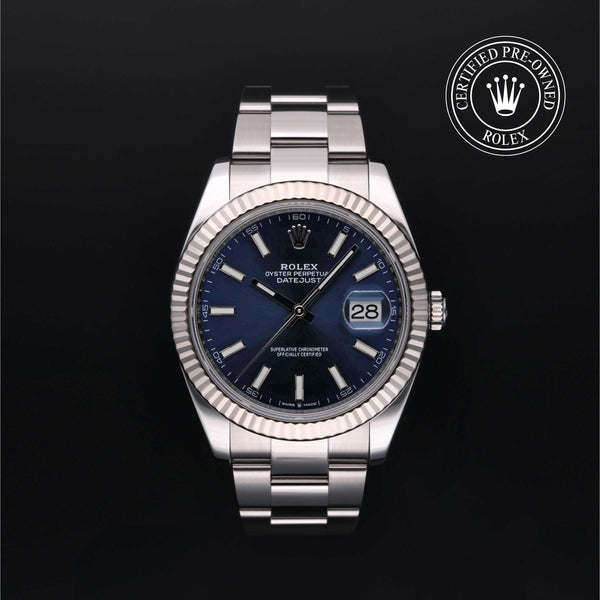 Rolex Certified Pre-owned Datejust M126334-0001 front on black background