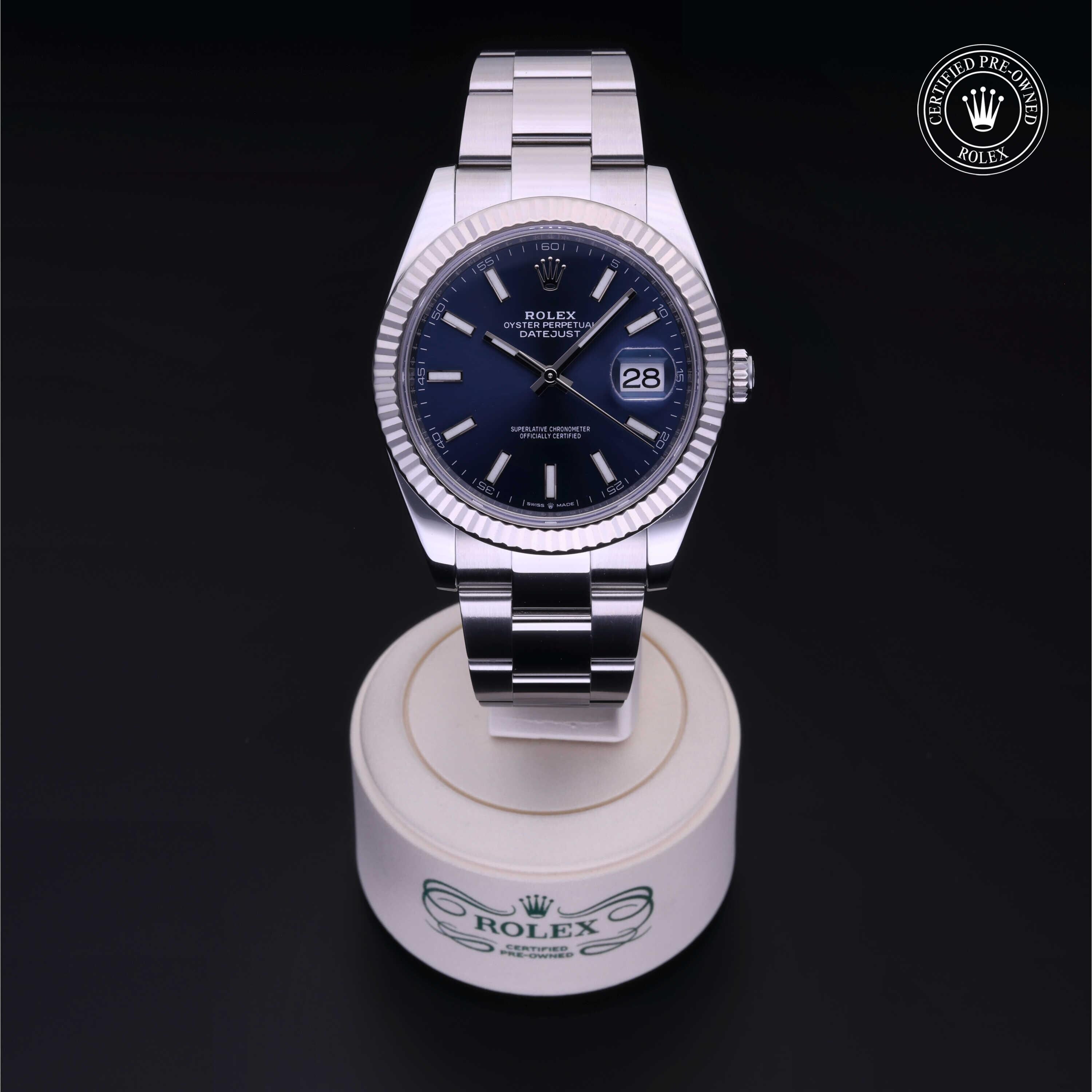 Rolex Certified Pre-owned Datejust M126334-0001 front on black background