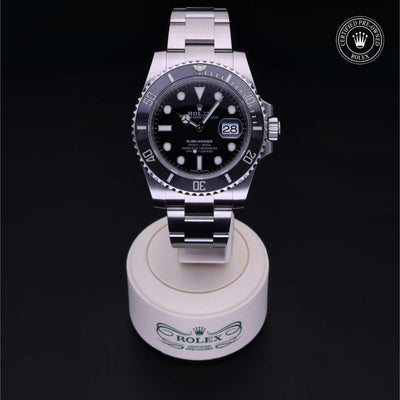 Rolex Certified Pre-owned Submariner M116610LN-0001 front on black background