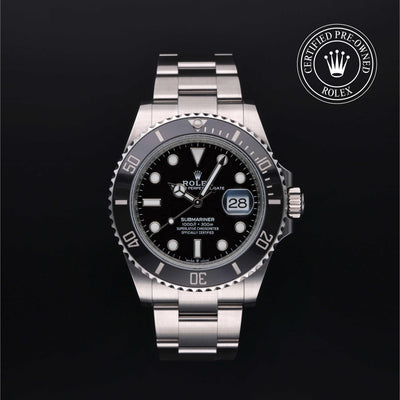 Rolex Certified Pre-owned Submariner M126610LN-0001 front on black background
