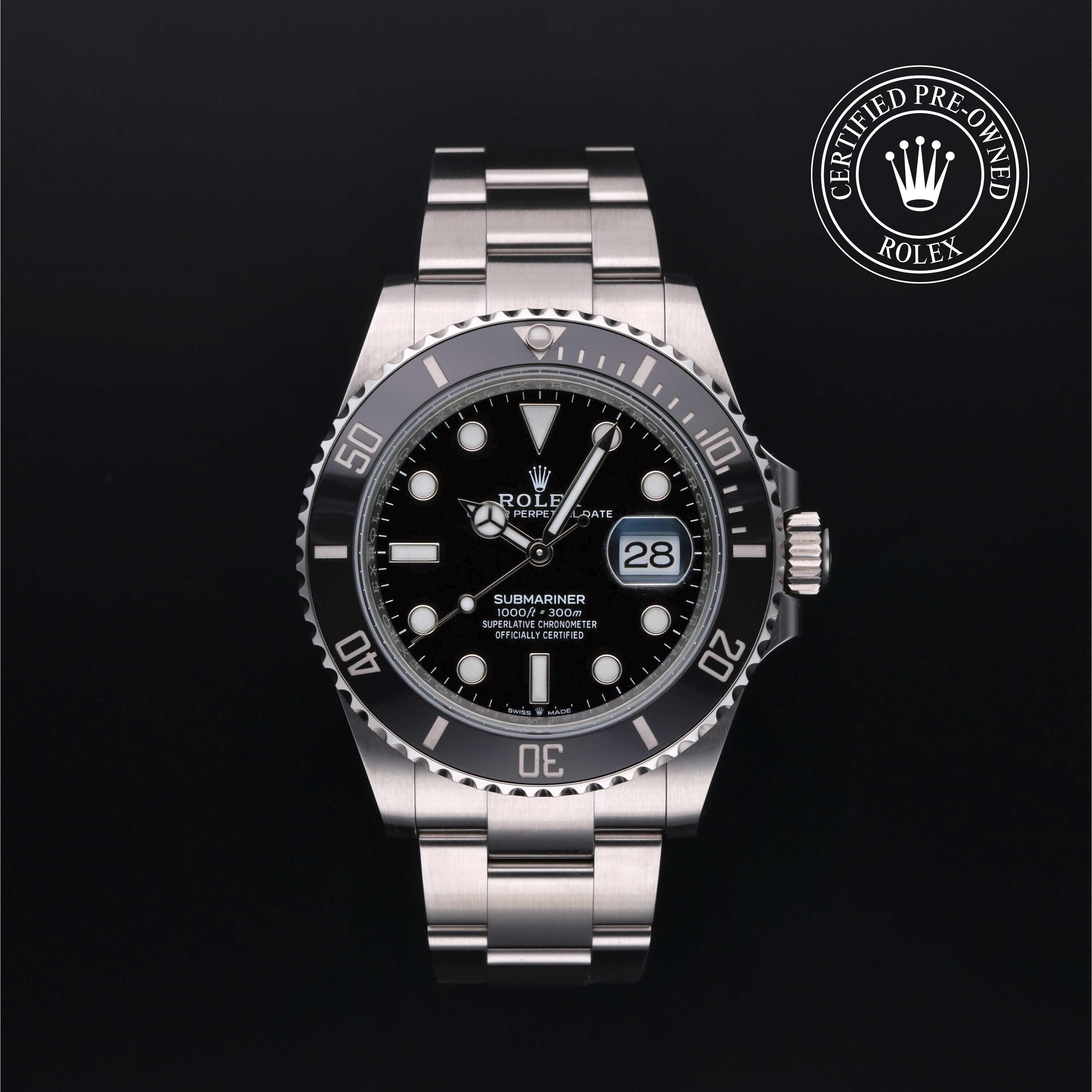 Rolex Certified Pre-owned Submariner M126610LN-0001 front on black background