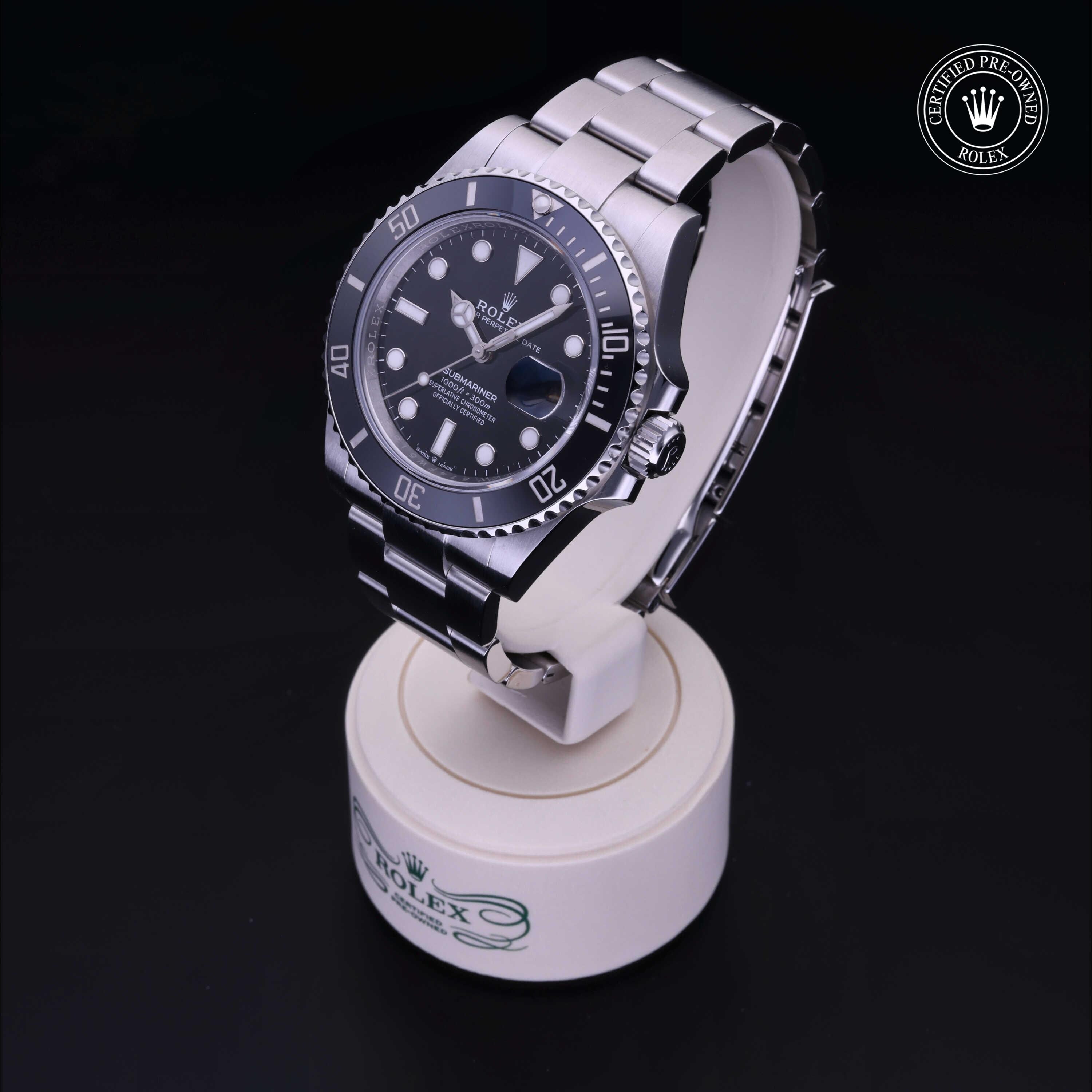 Rolex Certified Pre-owned Submariner M126610LN-0001 front on black background