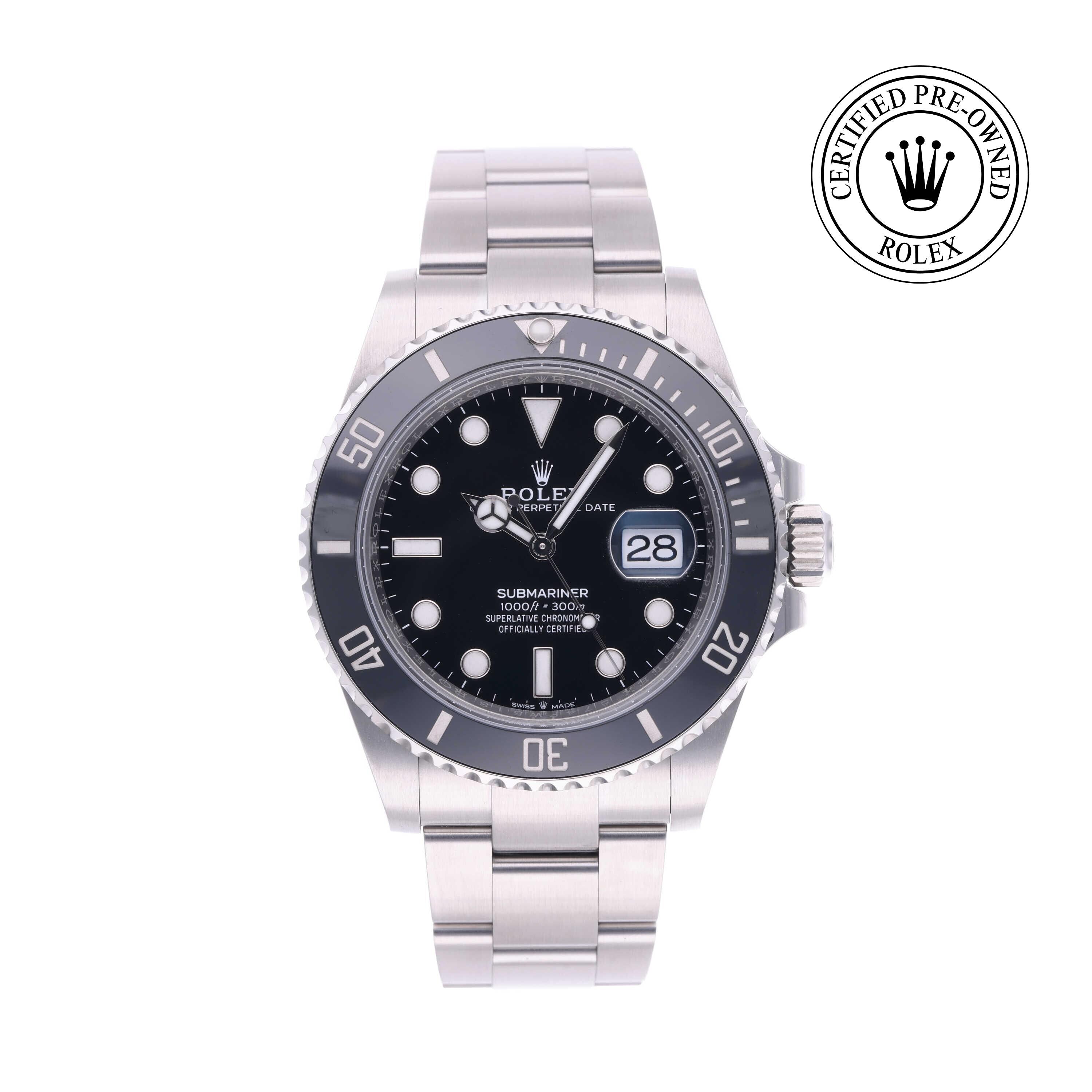 Rolex Certified Pre-owned Submariner M126610LN-0001 front on white background