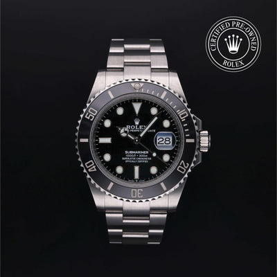 Rolex Certified Pre-owned Submariner M126610LN-0001 front on black background