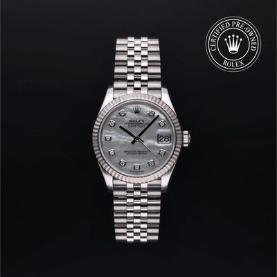 Rolex Certified Pre-owned Lady Datejust M278274-0006 front on black background
